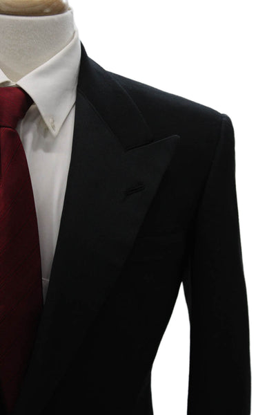 Partito Mens One Button Wool Blend Black Jacket Size 40