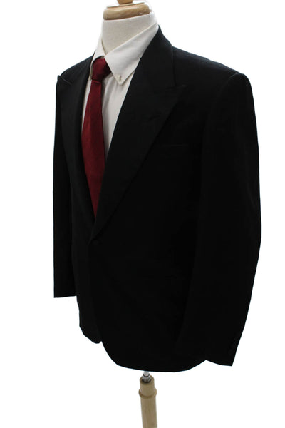 Partito Mens One Button Wool Blend Black Jacket Size 40