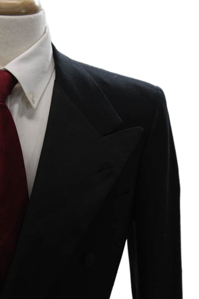 Partito Mens Double Breasted Black Wool Jacket Size 40