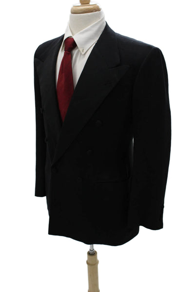 Partito Mens Double Breasted Black Wool Jacket Size 40