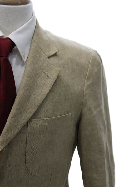 Loro Piana Mens Linen Blazer Beige Button Size 46
