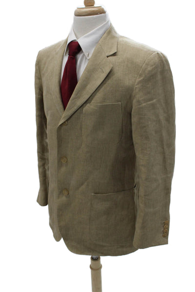 Loro Piana Mens Linen Blazer Beige Button Size 46