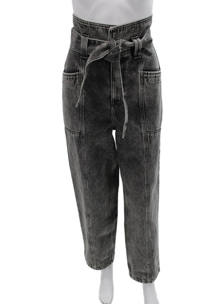 IRO Womens Paperbag High Rise Gray Jeans Zip Inseam 29 Size 36