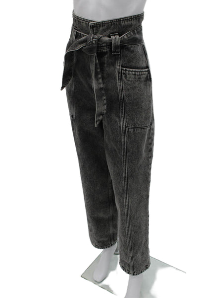 IRO Womens Paperbag High Rise Gray Jeans Zip Inseam 29 Size 36