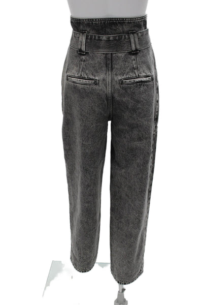 IRO Womens Paperbag High Rise Gray Jeans Zip Inseam 29 Size 36