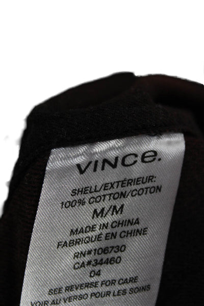 Vince Mens Button Front Long Sleeve Collared Plaid Shirt Brown Black Medium