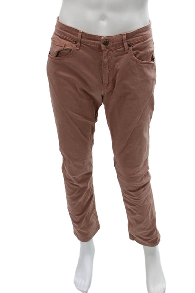 Paige Mens Pink Pants 97% Cotton Zip Fly Regular Fit Size 32