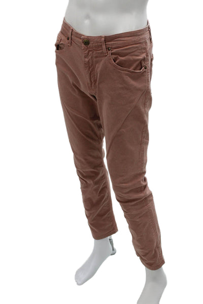 Paige Mens Pink Pants 97% Cotton Zip Fly Regular Fit Size 32