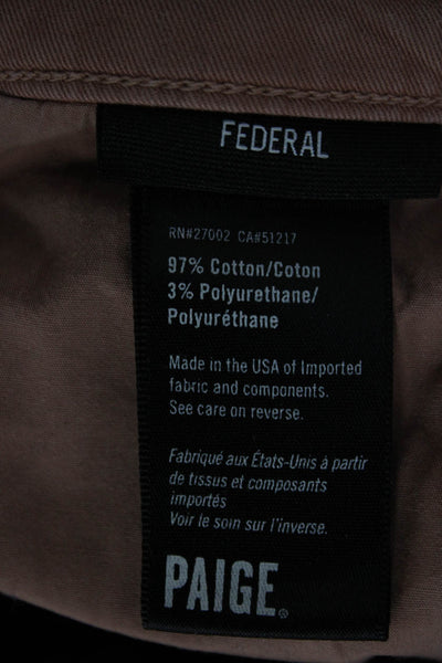 Paige Mens Pink Pants 97% Cotton Zip Fly Regular Fit Size 32