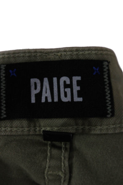 Paige Mens Straight Jeans Green Cotton Blend Button Fly Inseam 30 Size 32