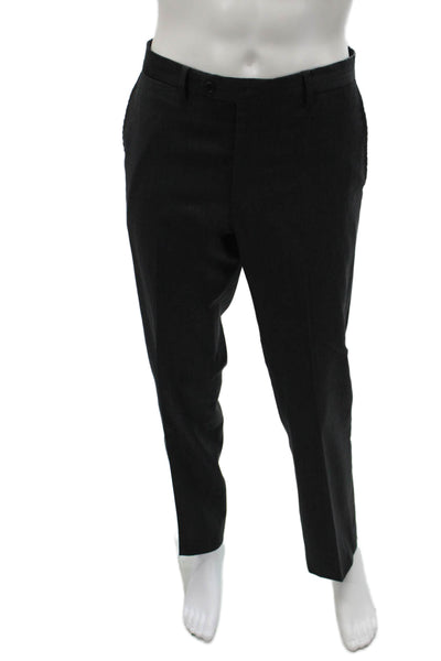 Messori Mens Dress Pants Wool Solid Black Button Inseam 32 Size 50