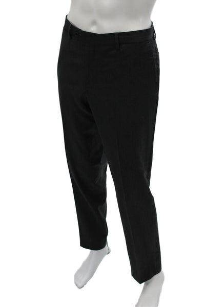 Messori Mens Dress Pants Wool Solid Black Button Inseam 32 Size 50