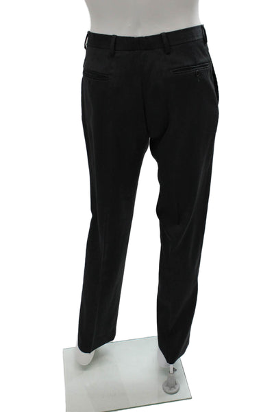 Messori Mens Dress Pants Wool Solid Black Button Inseam 32 Size 50