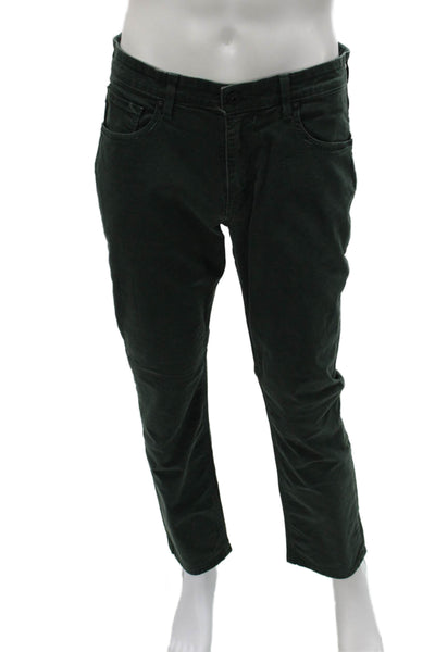 Paige Mens Straight Jeans Green Cotton Blend Zip Inseam 30 Size 32