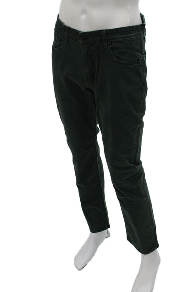 Paige Mens Straight Jeans Green Cotton Blend Zip Inseam 30 Size 32