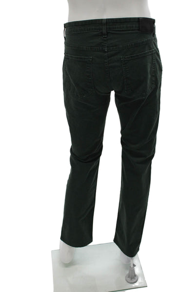 Paige Mens Straight Jeans Green Cotton Blend Zip Inseam 30 Size 32