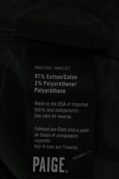 Paige Mens Straight Jeans Green Cotton Blend Zip Inseam 30 Size 32
