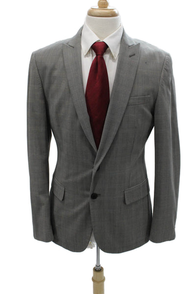 John Varvatos Star USA Mens Checked Gray Polyester Blazer Size 40