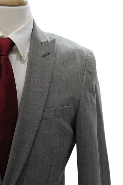 John Varvatos Star USA Mens Checked Gray Polyester Blazer Size 40