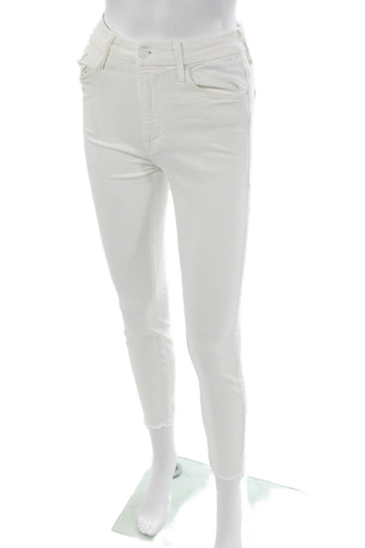 Mother Womens Skinny White High Rise Cotton Blend Jeans Size 25