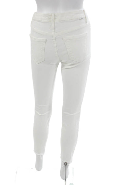 Mother Womens Skinny White High Rise Cotton Blend Jeans Size 25
