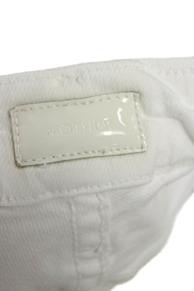 Mother Womens Skinny White High Rise Cotton Blend Jeans Size 25