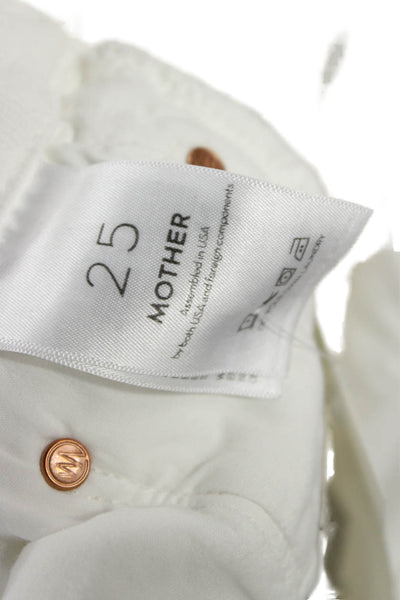 Mother Womens Skinny White High Rise Cotton Blend Jeans Size 25