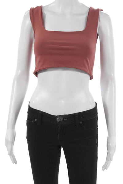 FP Movement Women Red Sports Bra Square Neck Nylon Blend Sleeveless Size M