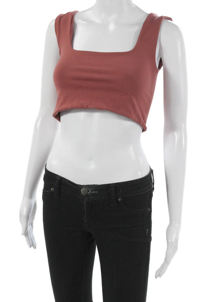 FP Movement Women Red Sports Bra Square Neck Nylon Blend Sleeveless Size M