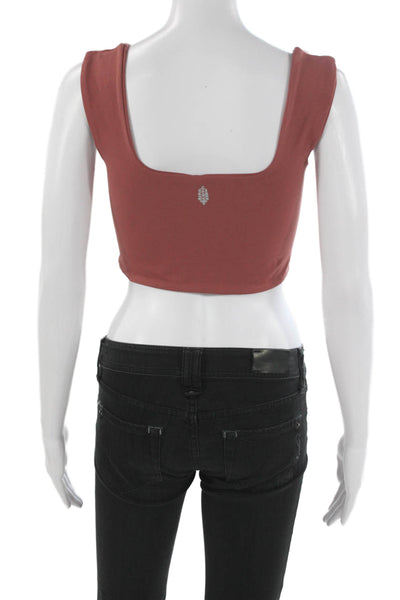 FP Movement Women Red Sports Bra Square Neck Nylon Blend Sleeveless Size M