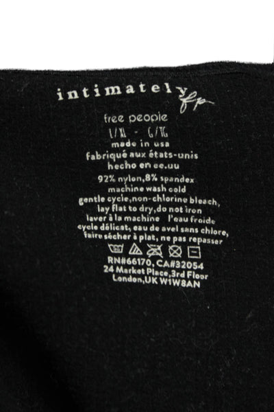 Intimately Free People Womens Cropped Black Sweetheart Tee Long Sleeve Size L