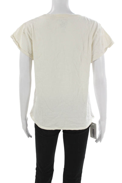 Chaser Women Basic T-Shirt White Cotton Crewneck Short Sleeve Woodstock Size XS