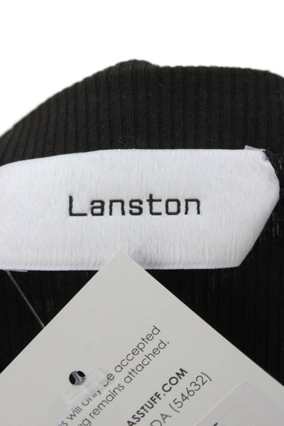 Lanston Womens Cropped Off the Shoulder Black Long Sleeve T-Shirt Size S