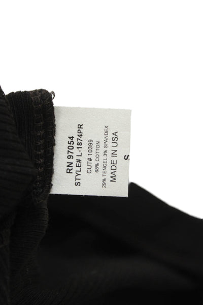 Lanston Womens Cropped Off the Shoulder Black Long Sleeve T-Shirt Size S
