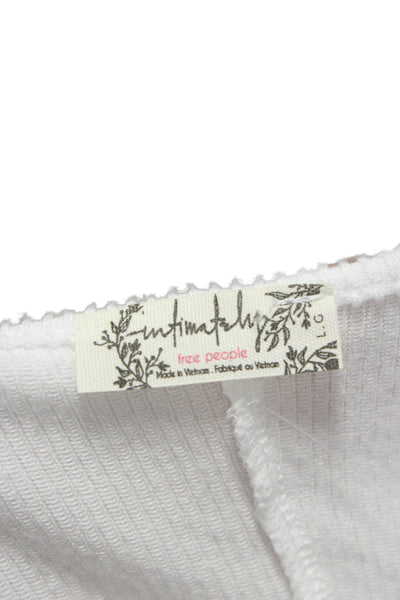 Intimately Free People Women White Henley Long Sleeve T-Shirt Size L