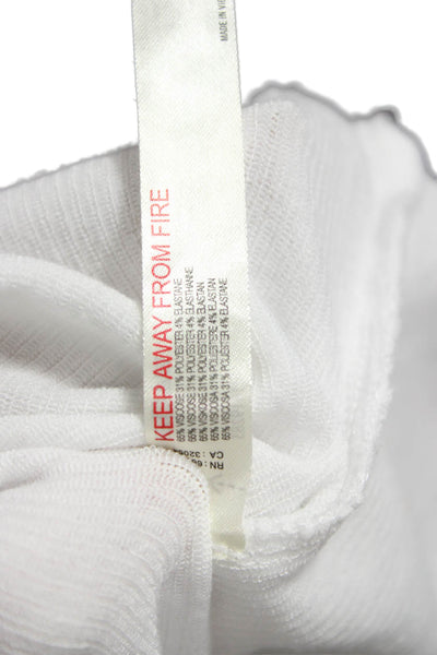 Intimately Free People Women White Henley Long Sleeve T-Shirt Size L