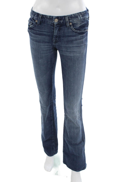 7 For All Mankind Womens Bootcut Jeans Blue Low Rise Button Size 24