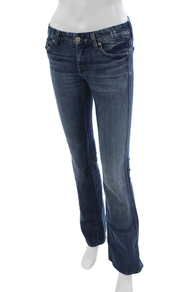 7 For All Mankind Womens Bootcut Jeans Blue Low Rise Button Size 24