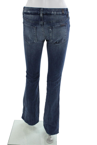 7 For All Mankind Womens Bootcut Jeans Blue Low Rise Button Size 24