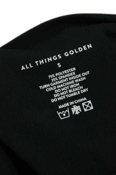 All Things Golden Women Flared Pants Black Polyester Pull On Size S