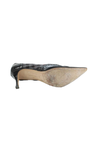 Manolo Blahnik Women's Pointed Toe Slip-On Plaid Pumps Shoes Size 37