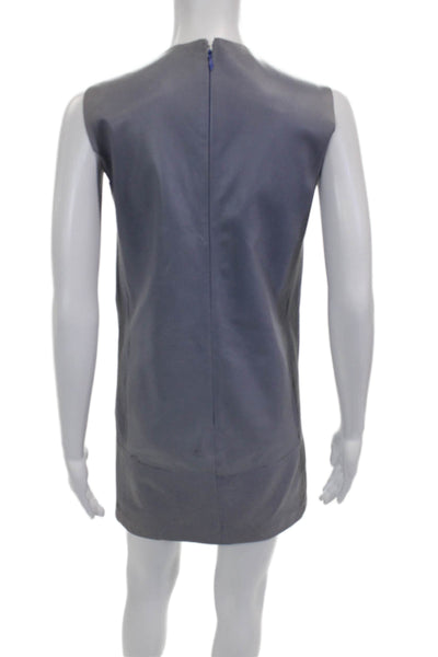 Balenciaga Leather Womens Gray Lamb Leather Shift Mini Dress Size 44
