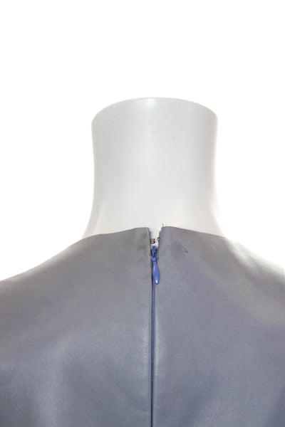 Balenciaga Leather Womens Gray Lamb Leather Shift Mini Dress Size 44