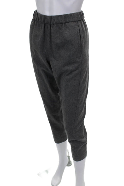 Theory Women Cropped Gray Wool Blend Pull On Pants Size S
