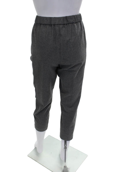 Theory Women Cropped Gray Wool Blend Pull On Pants Size S