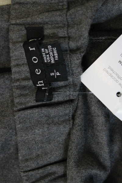 Theory Women Cropped Gray Wool Blend Pull On Pants Size S