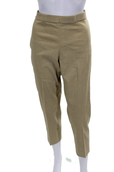 Theory Womens Cropped Linen Pull On Pants Beige Size 6
