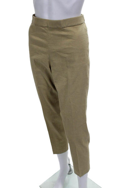 Theory Womens Cropped Linen Pull On Pants Beige Size 6