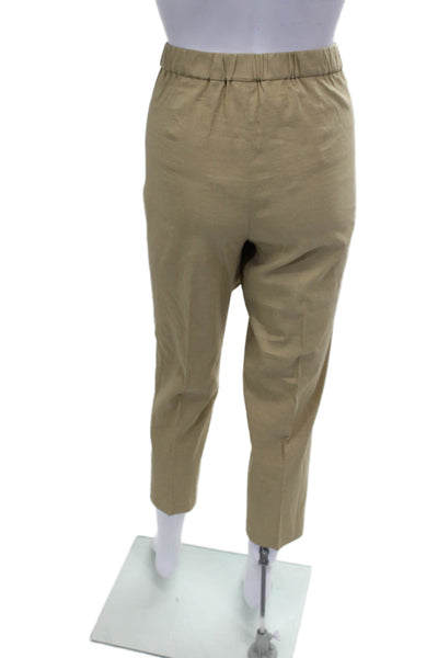Theory Womens Cropped Linen Pull On Pants Beige Size 6