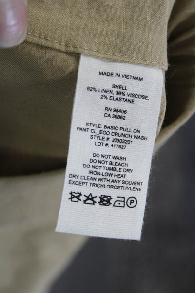 Theory Womens Cropped Linen Pull On Pants Beige Size 6